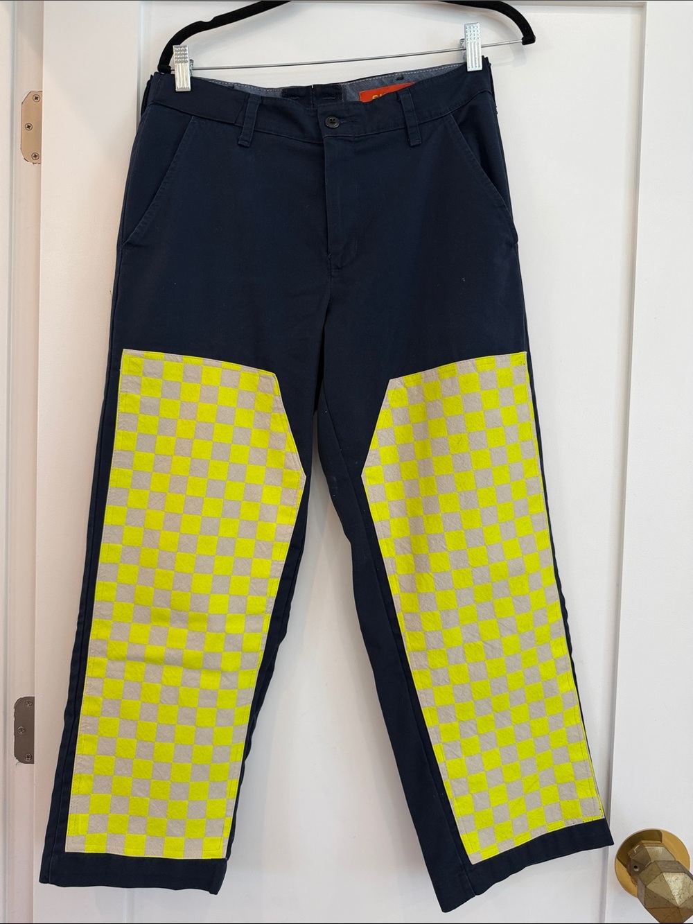 Suay LA Navy Work Pants with High-Visibility Checker Panels